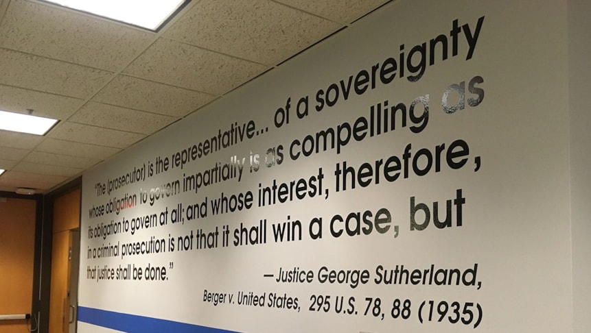 Quote in vinyl for Burlington County Prosectors Office