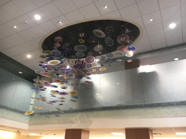 Custom glass ceiling sculpture
