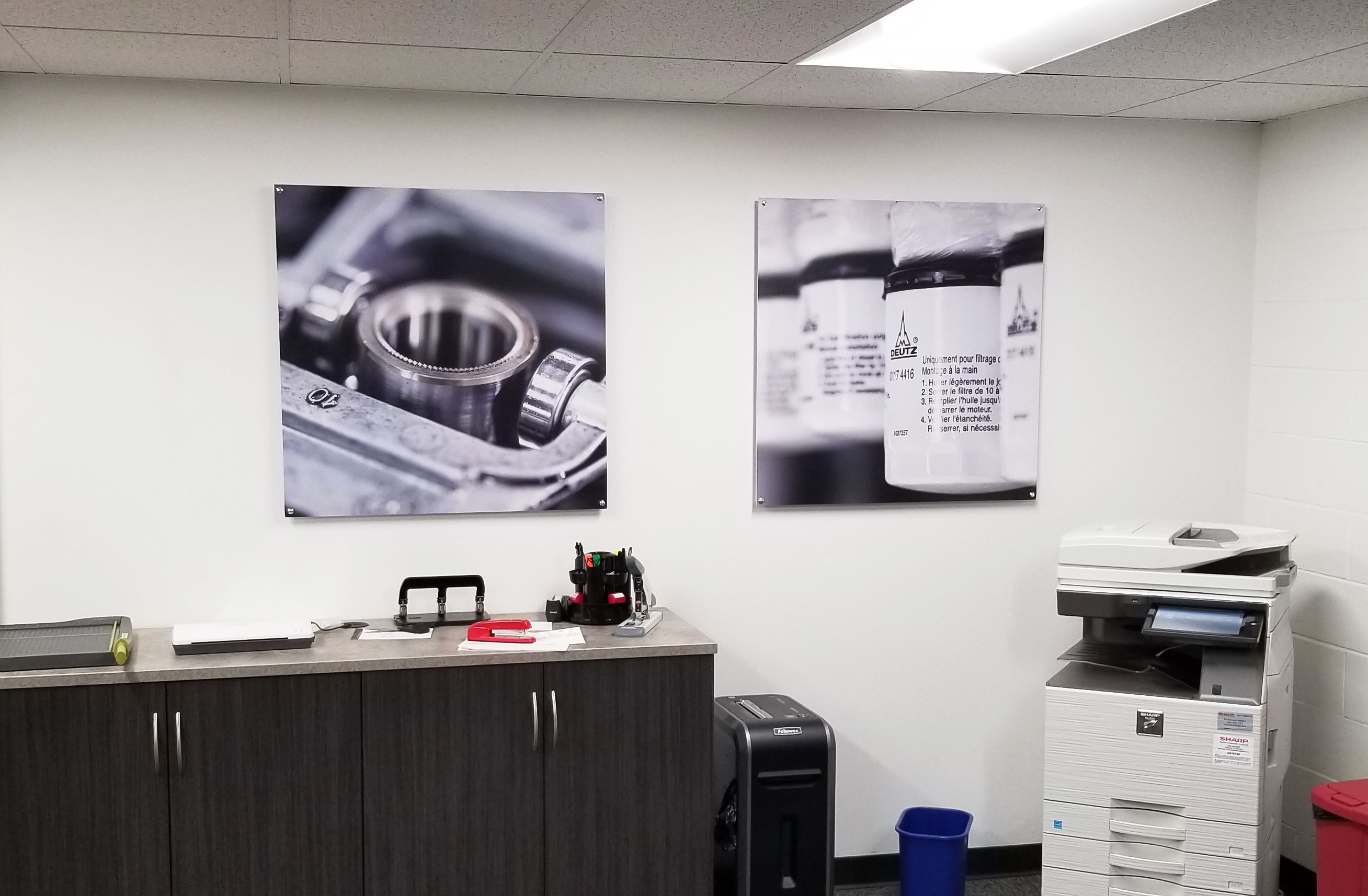 Interior Acrylic Displays for Deutz Service Center in Elgin, IL