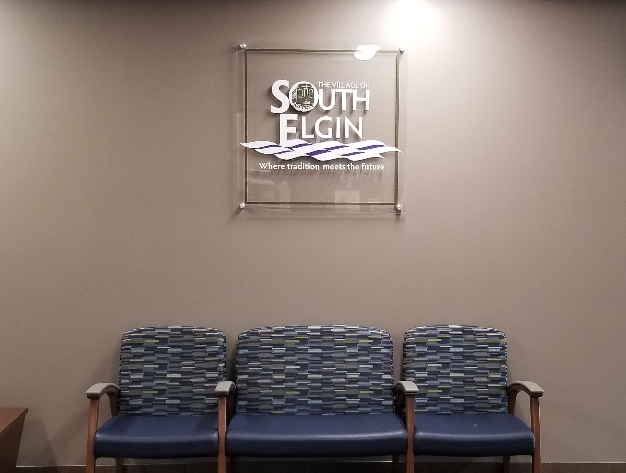 Interior Acrylic Display for Village of South Elgin in South Elgin, IL
