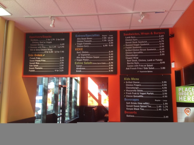 Menu Signs & Price List Signage