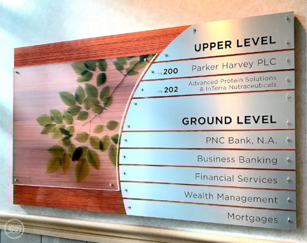Directory and Wayfinding Signage with changeable plaques 