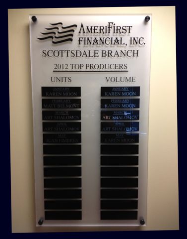 Annual Award Plaque for Amerifirst Financial in Scottsdale AZ