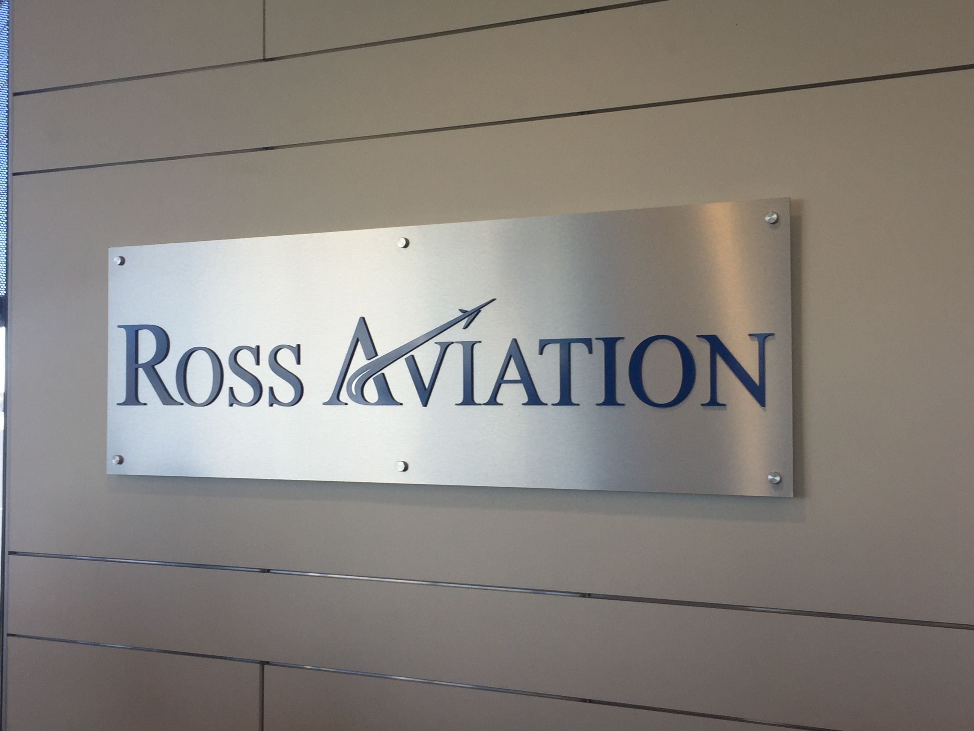 Reception Sign for Ross Aviation in Scottsdale, AZ