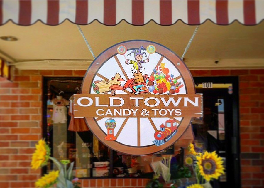 Architectural signage Old Town Candy and Toys