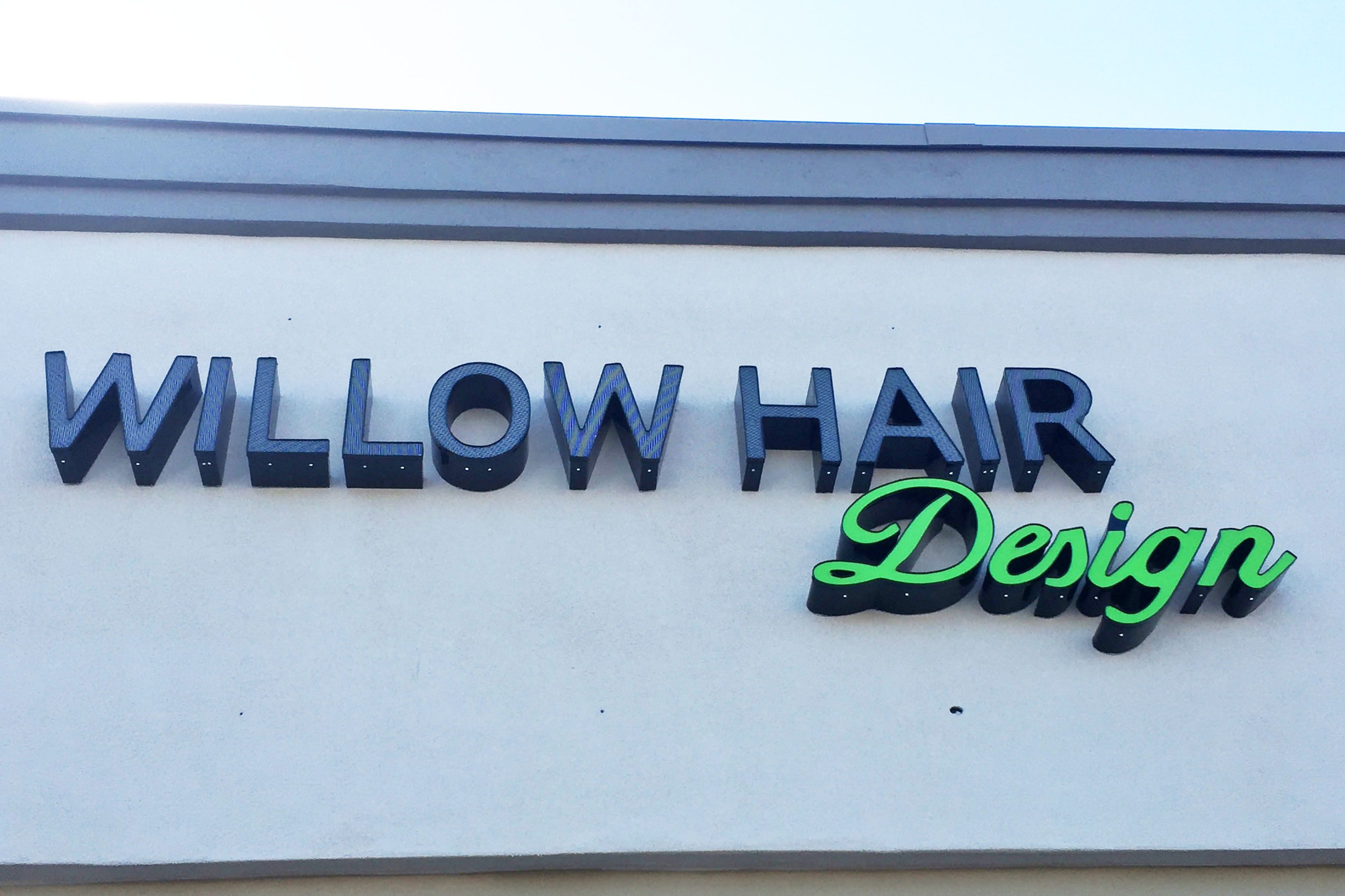 Illuminated Sign for Willow Hair Design in Scottsdale, Arizona