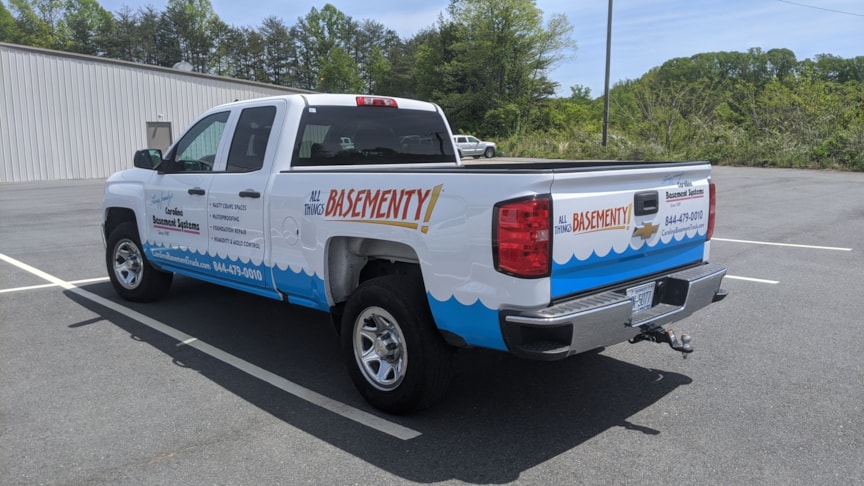 Partial Vehicle Wrap for Carolina Basement Systems 