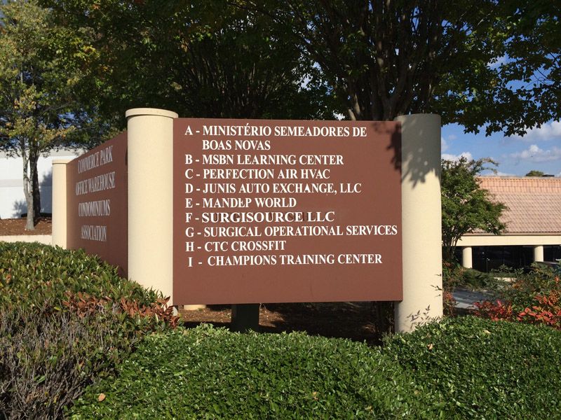 Monument Lettering for Commerce Park Marietta GA