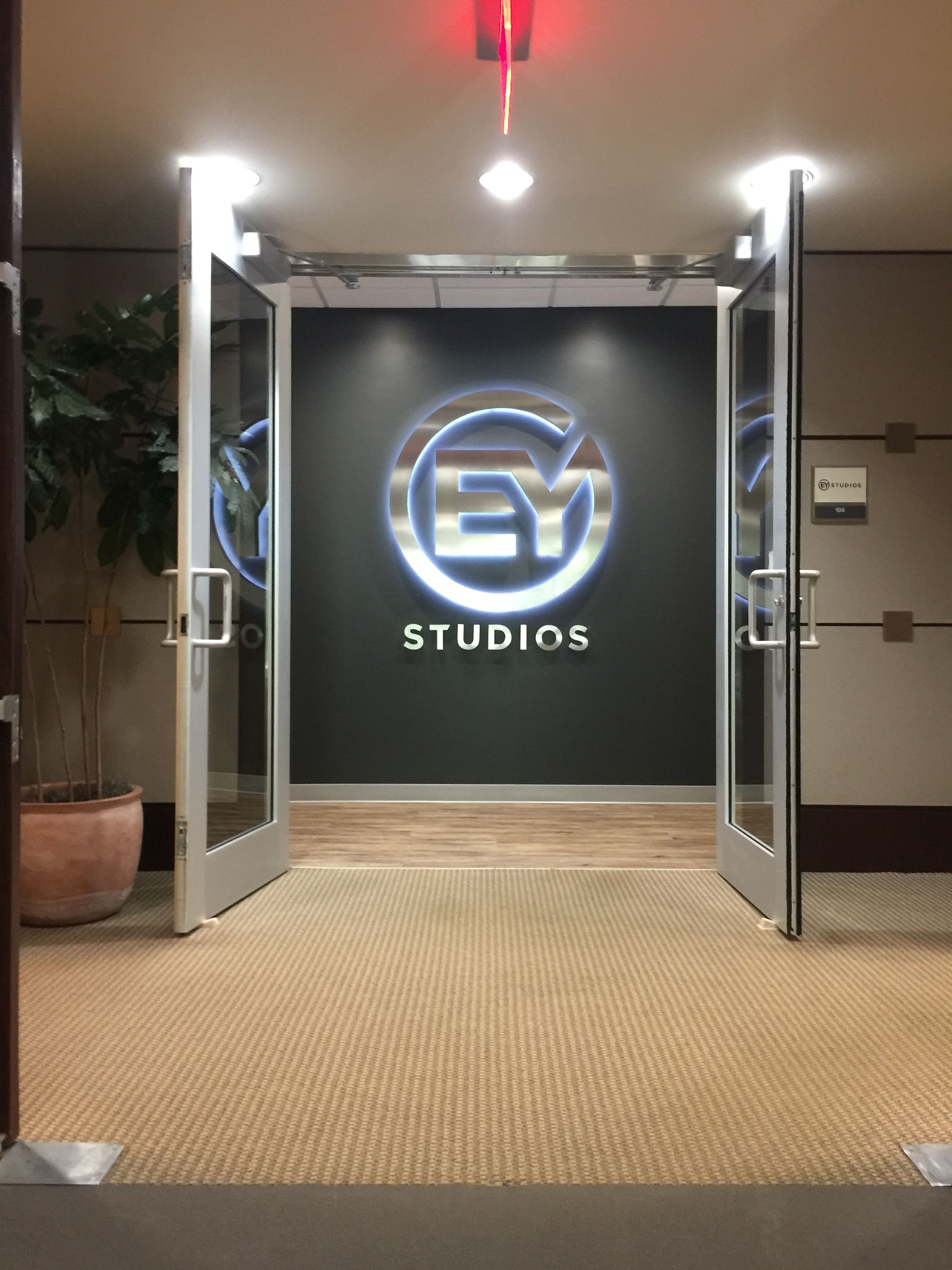 EY Studios lobby sign