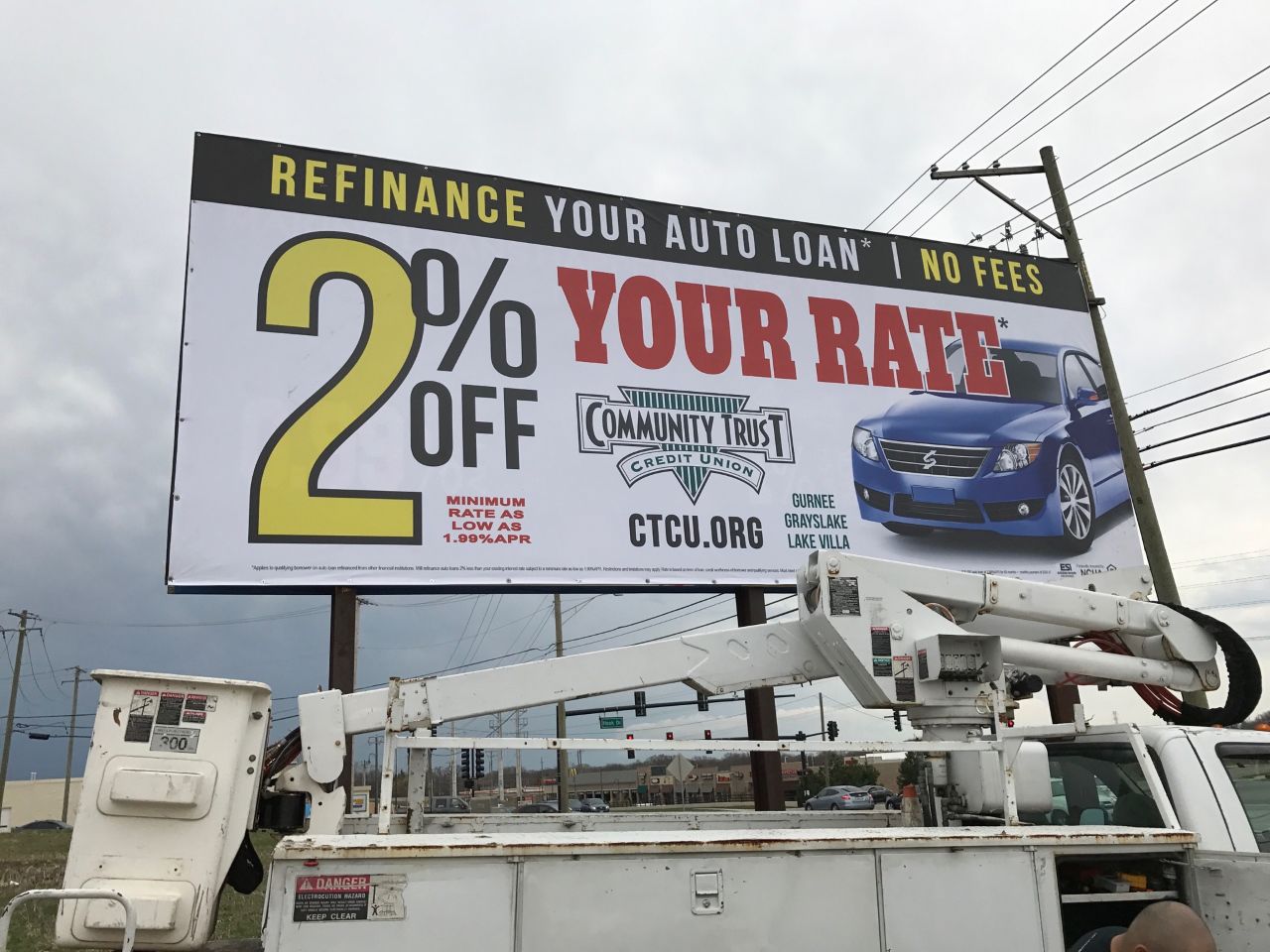 Billboard for Community Trust Credit Union promotion, Round Lake Beach, IL