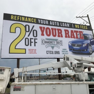 Billboard for Community Trust Credit Union promotion, Round Lake Beach, IL