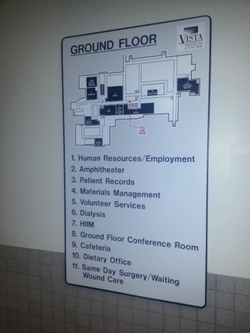 Floor directory with map and you are here location indicated