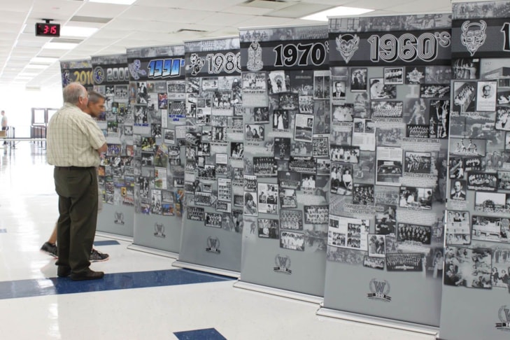 
Banner stands for Warren HS 100th Anniversary

