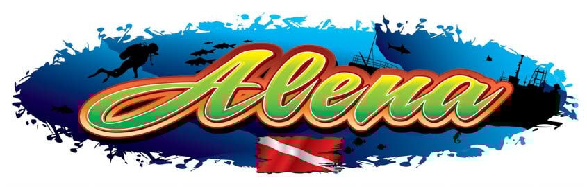 Graphic for dive boat with gradient lettering on boat name