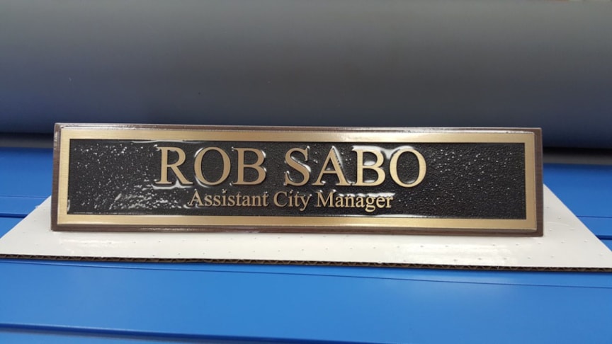 Cast bronze city official plaque