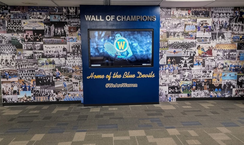 Hall of Fame mural with metal and acrylic dimensional letters 