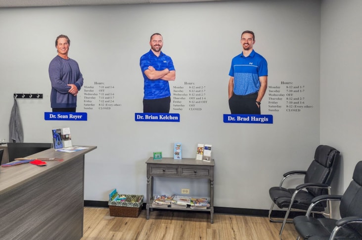 Textured wall graphics with photos and individual hours