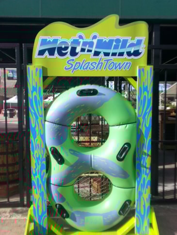 Routed exterior wood sign for Spring entertainment facility 