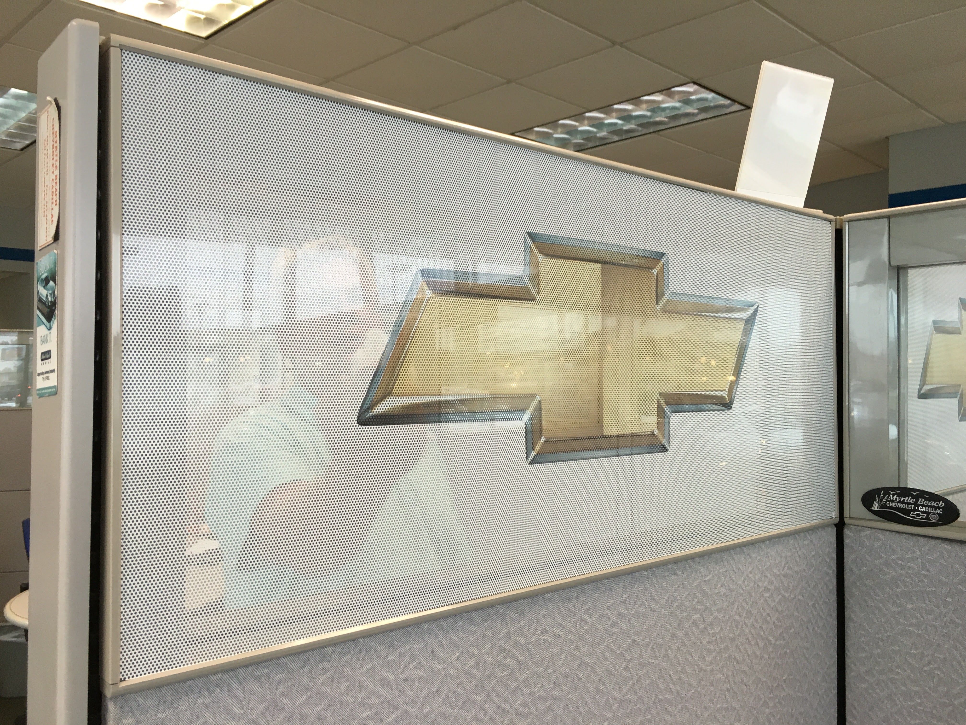 Myrtle Beach Chevrolet Cadillac Perforated Chevrolet Window