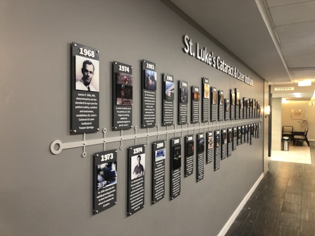 St. Lukes Timeline History with Dimensional Letters and Digital Printed Photos