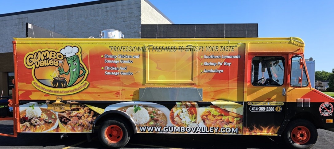 Gumbo Valley food truck vehicle wrap