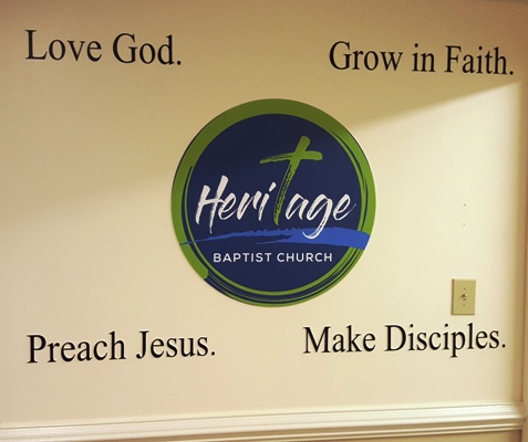 Wall graphics created inspiration at the Heritage Baptist Church in Chesterfield, VA